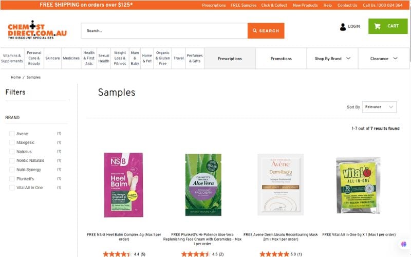 Free Samples Australia _Chemist Direct